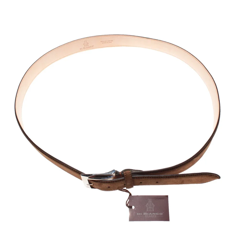 Di Bianco NWT Cut to Size Dress Belt In Solid Brown Suede Leather One Size
